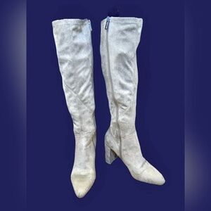 Franco Sarto Gray Faux Suede Flavia Over the Knee Boots w/ Chunky 3” Heel 7 1/2M